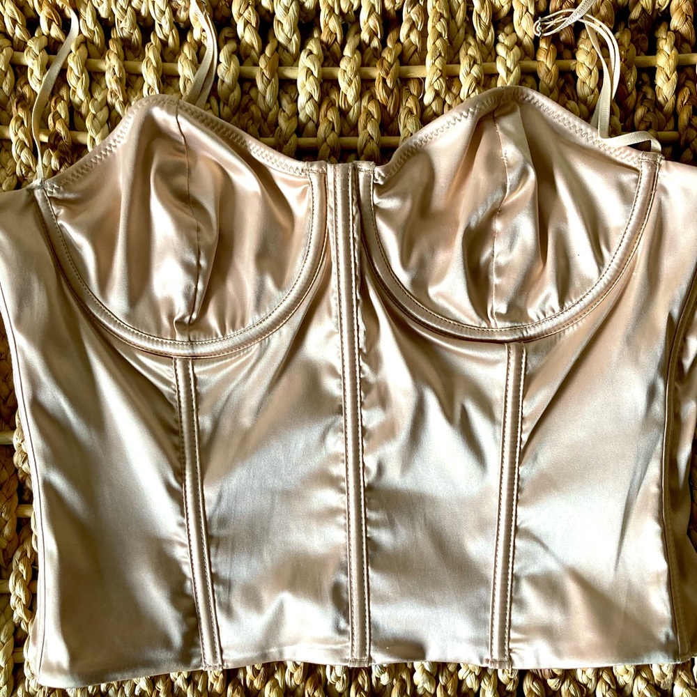 Gold Satin Bustier Top